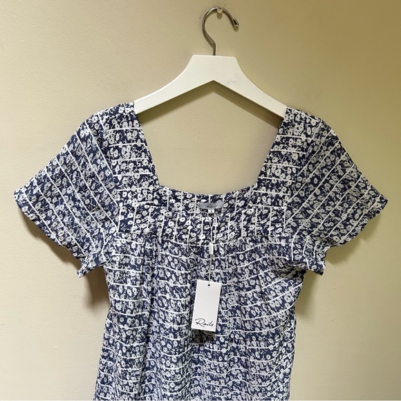 Rails ~ new ~ Valentina Ruffle Hem Crinkle Dress in Navy Camellia size Small - Picture 7 of 16